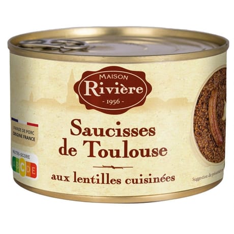 Maison riviere saucisse de toulouse aux lentilles cuisinées 420g