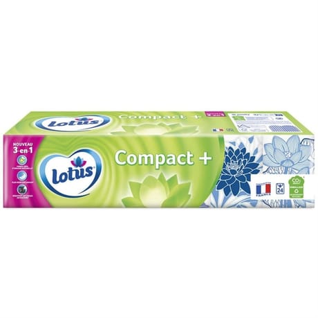Lotus compact+24 mouchoirs étuis blanc