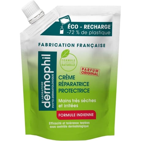 Dermophil crème mains réparatrice protectrice formule indienne recharge 200ml