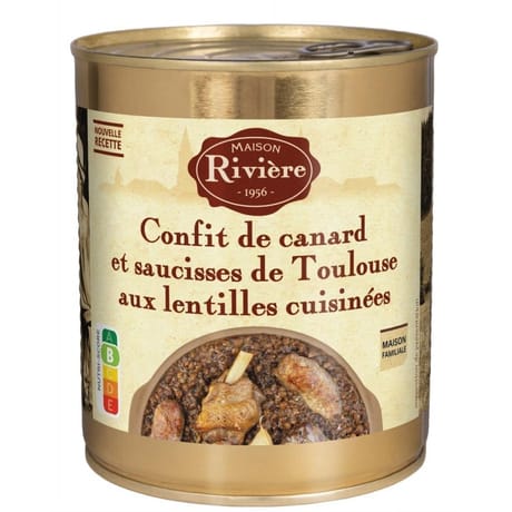 Maison riviere lentilles cuisinees au confit de canard 840g