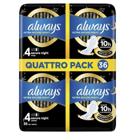 Always ultra serviettes night taille 4 ailettes x36