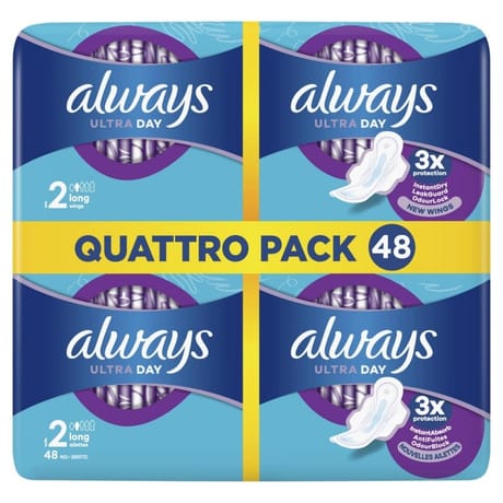 Always ultra jour serviettes long taille 2 aillettes x48