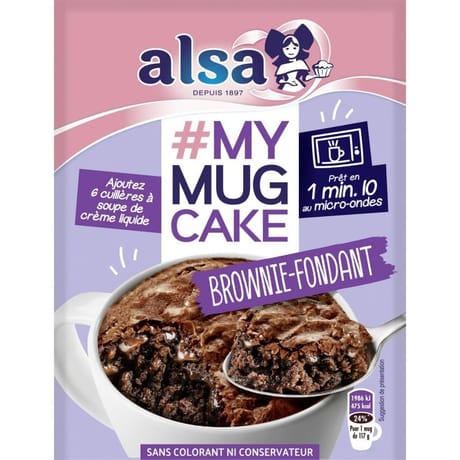 Préparation pour mug cake brownie fondant alsa 70g