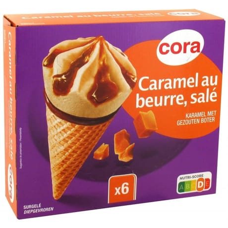 Cora 6 cônes caramel beurre salé 720ml - 429g