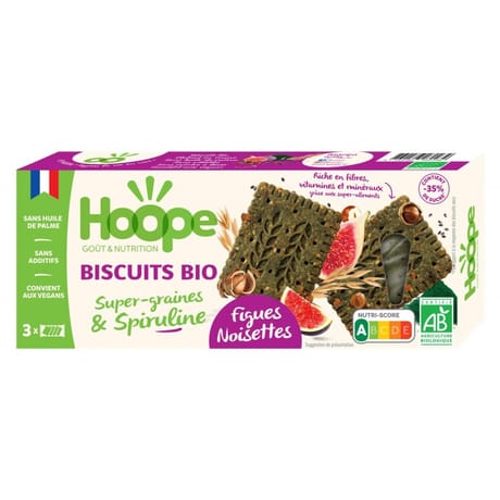 Hoope biscuits bio super graines et spiruline figues noisettes 160g