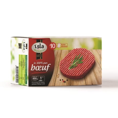 Isla Mondial le steak haché pur boeuf halal x10 800g