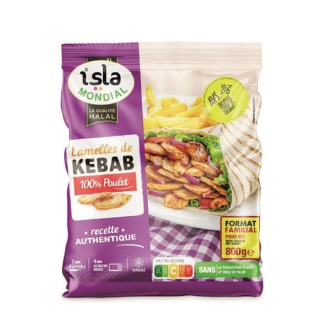 Isla Mondial lamelles de kebab poulet halal format familial 800g