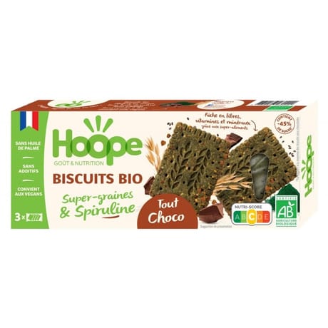Hoope biscuits bio super graines et spiruline tout choco 160g