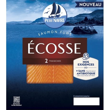 Petit navire saumon fumé Atlantique Ecosse 2 tranches 65g