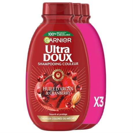 Ultra doux shampooing argan cranberry lot de 3 x 300 ml
