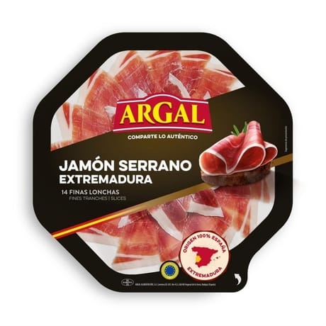 Argal assiette jambon serrano extramadura 14 tranches fines 80gr
