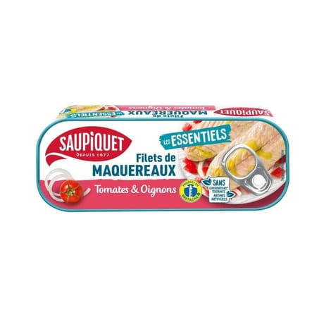 Saupiquet filets de maquereaux tomates et oignons - les essentiels 120g