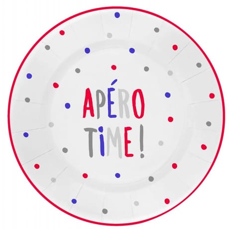 8 assiettes en carton 023cm apero time rouge & bleu