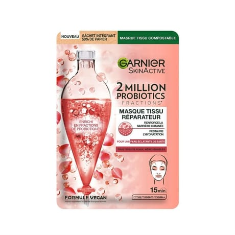 Garnier skinactive masque tissu visage réparateur 2 million probiotics