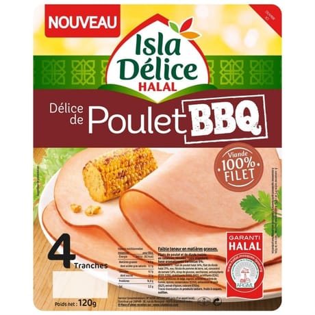Isla Délice délice de poulet barbecue halal 4 tranches 120g
