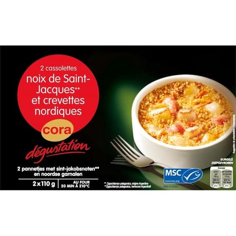 Cora 2 cassolettes noix de saint-jacques et crevettes nordiques 220g
