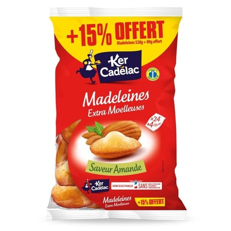 Sachet 24 madeleines saveur amande 528g + 15% offert