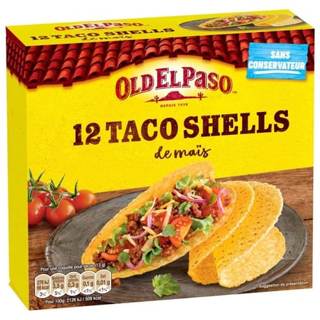 Old el paso taco shells x8 -156g
