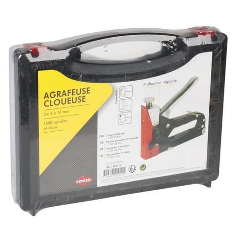 Cogex agrafeuse cloueuse métal en mallette 1500 agrafes et clous