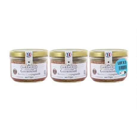 Jean larnaudie terrines de campagne aux cepes france gastronomie verrine 3x180g