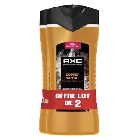 Axe gel douche homme copper santal lot de 2 x 300 ml