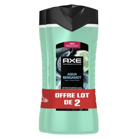 Axe gel douche aqua bergamot lot de 2 x 300 ml