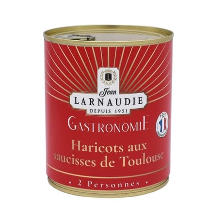 Jean larnaudie haricot lingots aux saucisses de toulouse gastronomie boite 800g