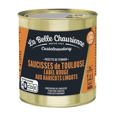 La belle chaurienne saucisse de toulouse label rouge aux haricots lingots 840g