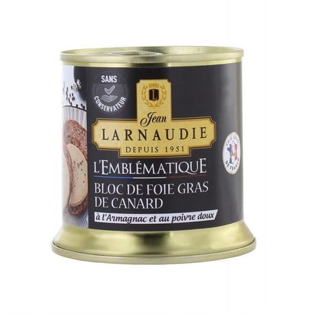 Jean larnaudie bloc de foie gras de canard france "l'emblematique" armagnac et poivre