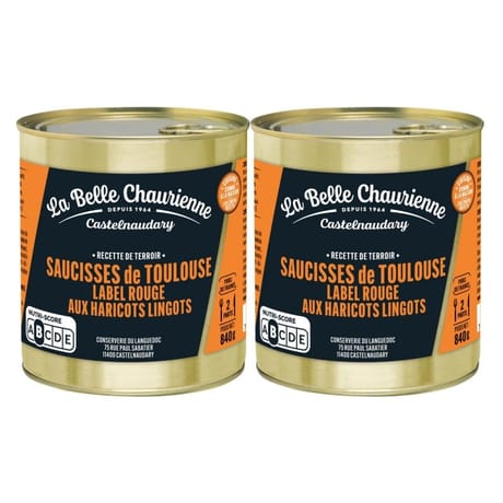 La belle chaurienne saucisses de toulouse label rouge aux haricots cuisinees 4/4 lot de 2
