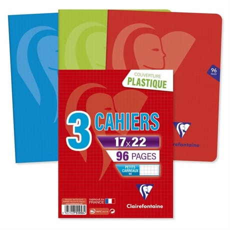 Clairefontaine Lot 3 piqûres 170x220 96p 5x5 mimesys