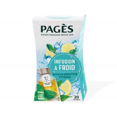 Pages infusion bio glacée ligne saveur menthe citron vert x20s 40g