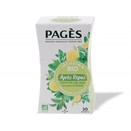 Pages infusion après repas citron menthe mélisse bio x20s 30g