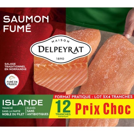 Delpeyrat le saumon fumé origine Islande lot de 3 x 4 tranches 330g