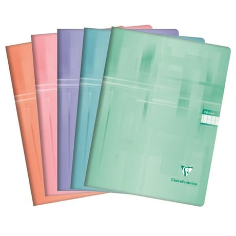 Cahier piqûre 240x320 96 pages seyes pefc 90g mat 5 couleurs pastel b