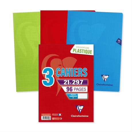 Clairefontaine Lot 3 piqûres 210x297 96p 5x5 mimesys