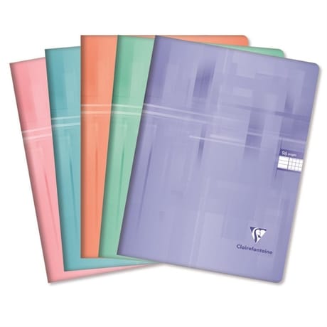 Clairefontaine cahier piqure 24x32 96 pages 5x5 90g pastel blush