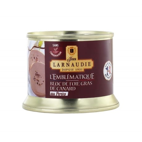 Jean larnaudie bloc de foie gras de canard entier france "l'emblematique" porto boite 190g