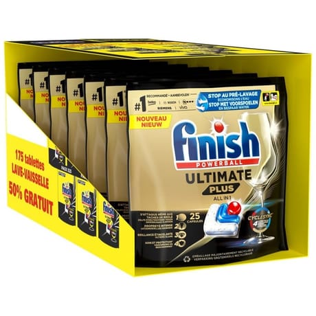Finish ultimate plus capsules lave-vaisselle lot de 7x25 - 50% gratuit
