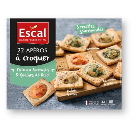 Escal apéros à croquer pa^té farine de sarrasin et graine de pavot x22 250g