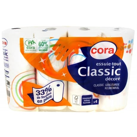 Cora essuie-tout classic décoré lot de 4