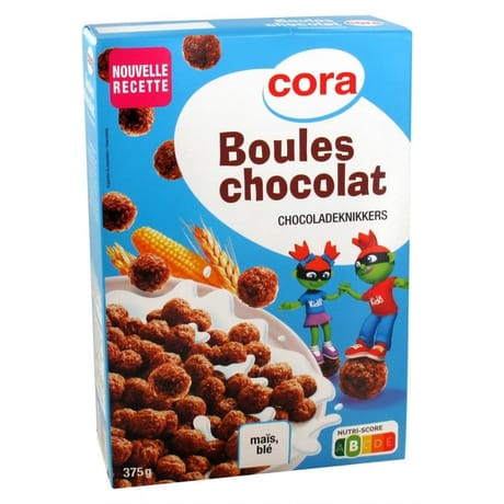 Cora kido boules de céréales soufflées chocolat 375g