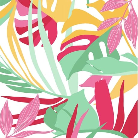 20 serviettes 33x33cm vegetation luxuriante vert/curry/rose/framboise