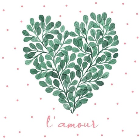 20 serviettes 33x33 cm 3 plis coeur d'amour rose poudre
