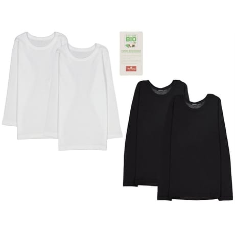 Lot de 2 tee-shirts manches longues unis GRIS CHINE/MARINE 6/8 ANS