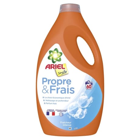 Ariel simply lessive liquide 60 lavages fraîcheur intense 2.7l