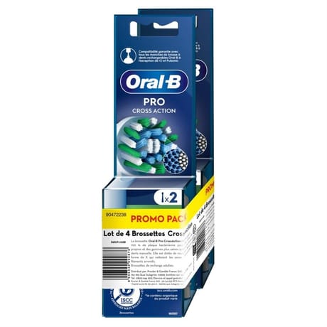 Oral-b pro cross action brossettes pour brosse à dents x4