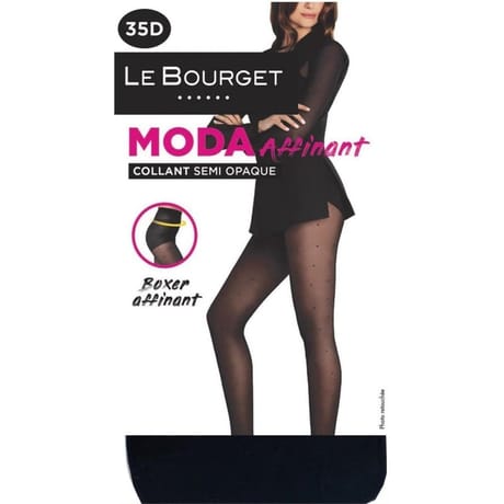 Collant fantaisie affinant 50D Adriana motif plumetis Moda Le Bourget 500 NOIR T1-2