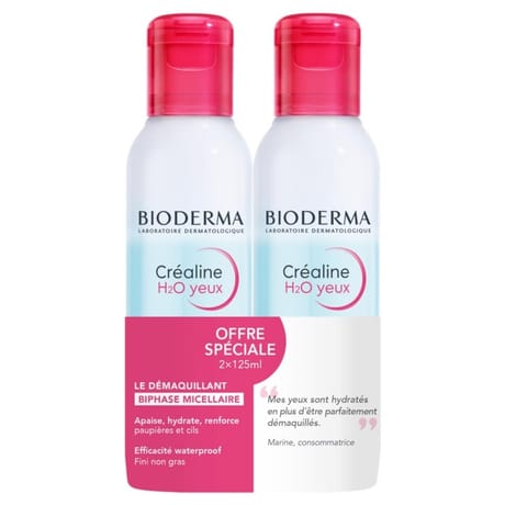 Bioderma Créaline H2O yeux eau micellaire 125ml x2