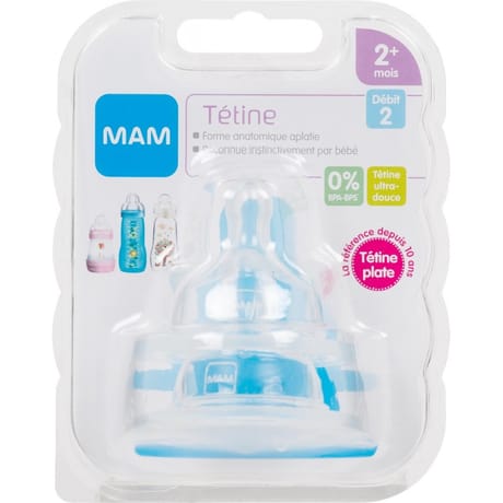Mam tetine antomique debit 2 moyen silicone X2